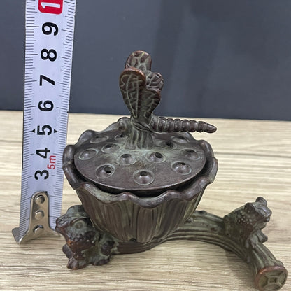 Exquisite Handcrafted Dragonfly Lotus Pod Incense Burner - Unique Gift, Rare Collectible