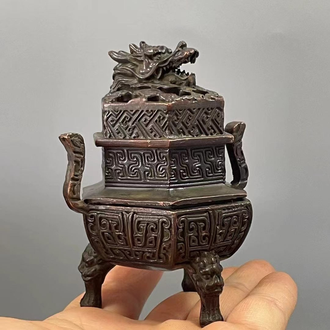 Exquisite Hand-Carved Dragon Incense Burner - Unique Gift for Collectors and Decor Enthusiasts