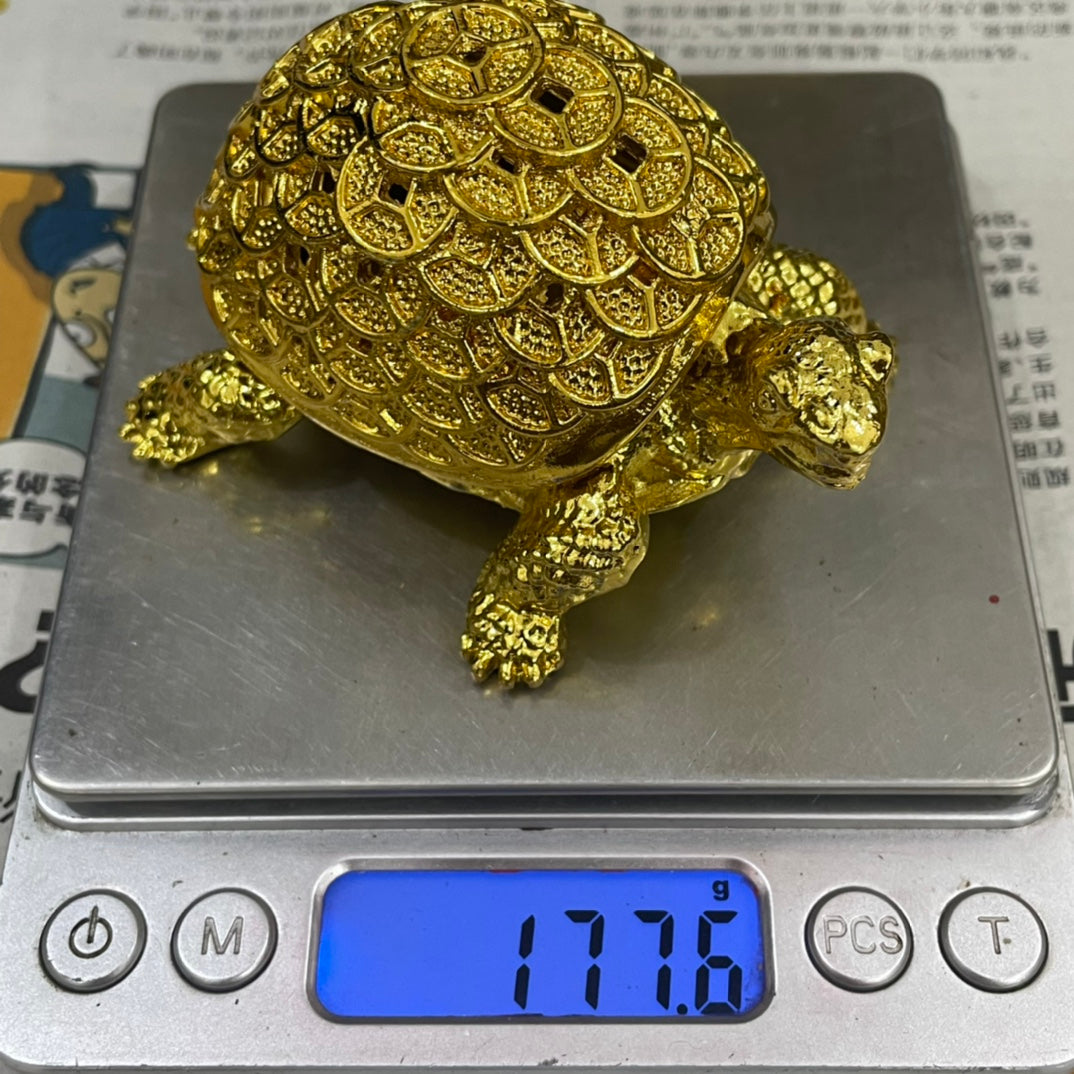 Exquisite Hand-Carved Golden Turtle Incense Burner - Unique Collectible Gift