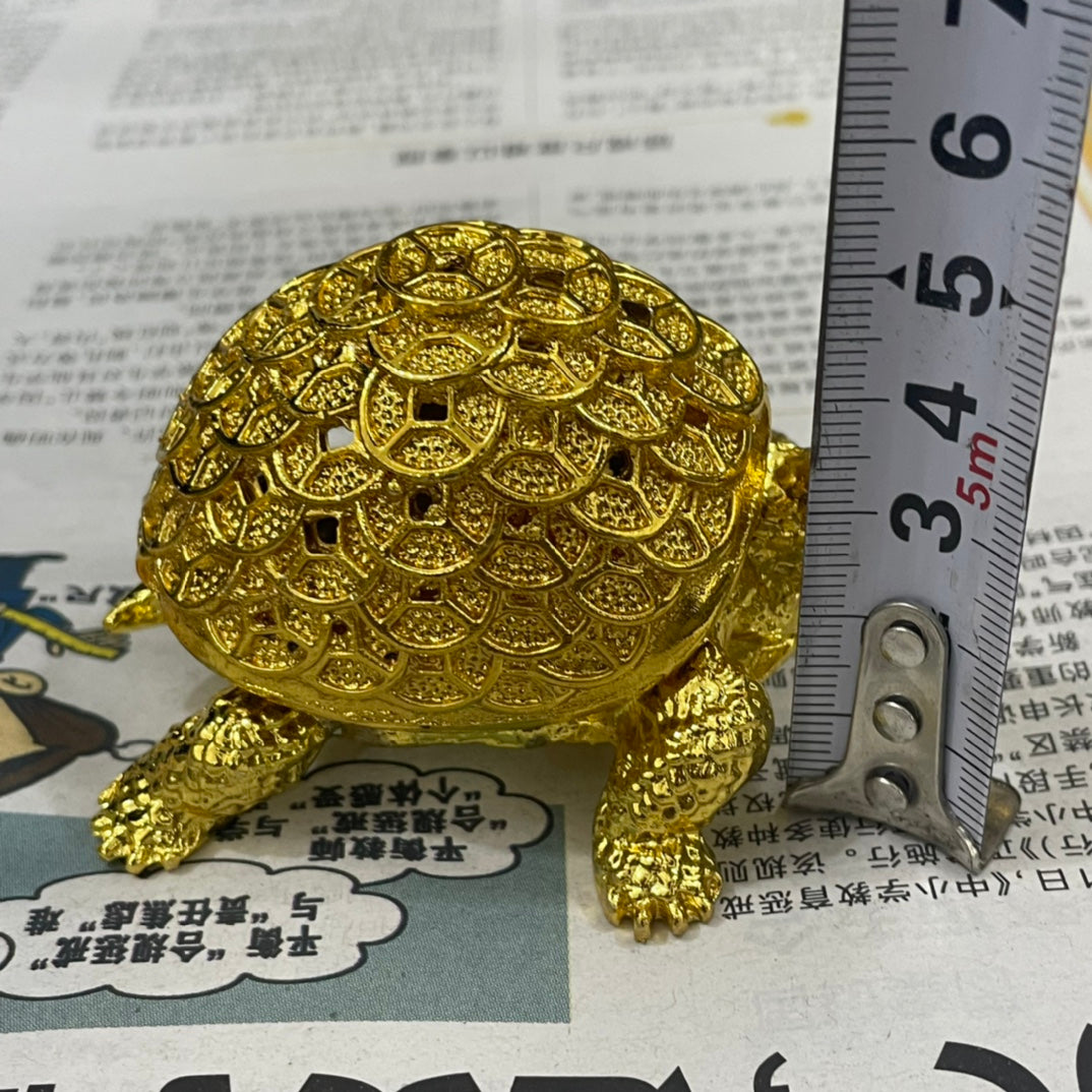 Exquisite Hand-Carved Golden Turtle Incense Burner - Unique Collectible Gift