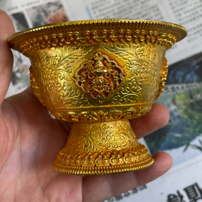 Exquisite Hand-Carved Gilded Four Treasures Cup - Rare Handmade Art Piece, Perfect for Decoration & Gift