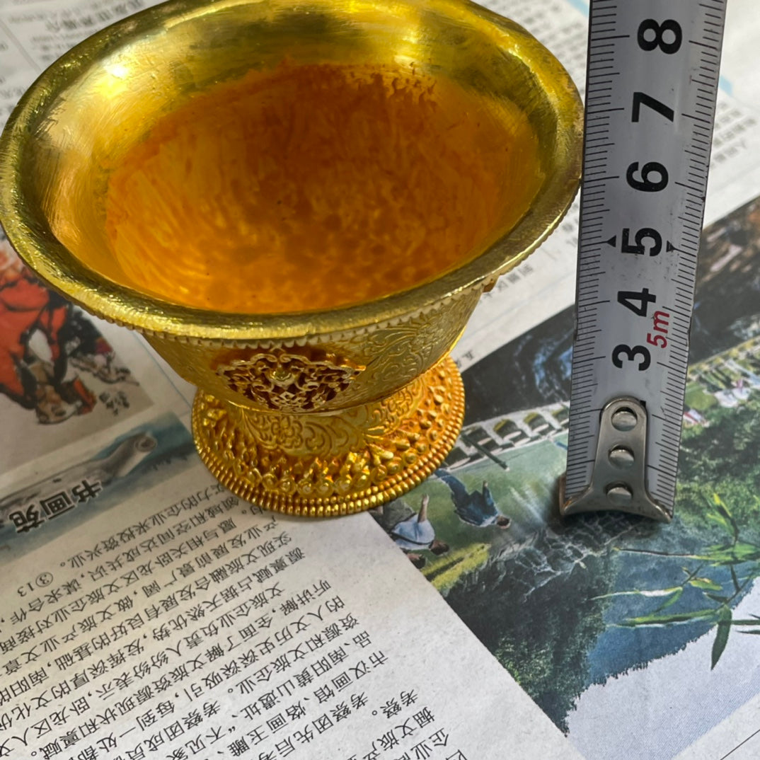 Exquisite Hand-Carved Gilded Four Treasures Cup - Rare Handmade Art Piece, Perfect for Decoration & Gift