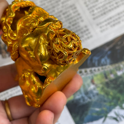 Exquisite Gilded Lion Incense Burner