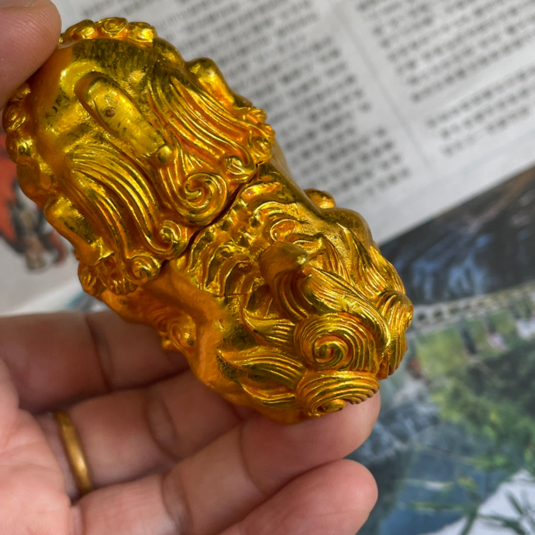 Exquisite Gilded Lion Incense Burner