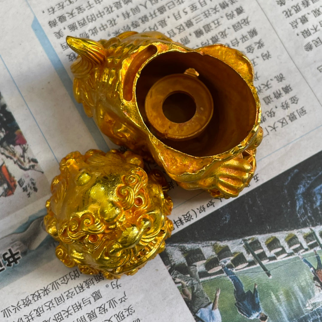 Exquisite Gilded Lion Incense Burner