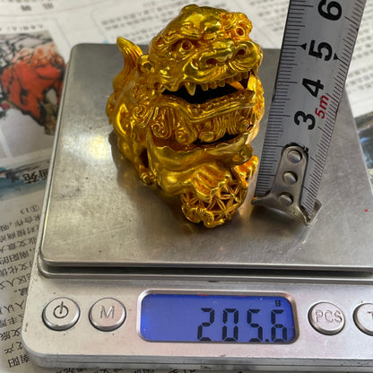 Exquisite Gilded Lion Incense Burner