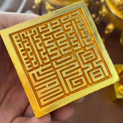 Exquisite Hand-Carved Gilded Swastika Seal - Rare Artisan Craft, Perfect for Decor and Collecting