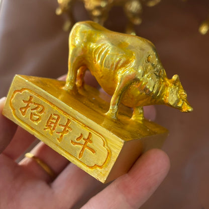 Exquisite Hand-Carved Gilded Fortune Ox Seal