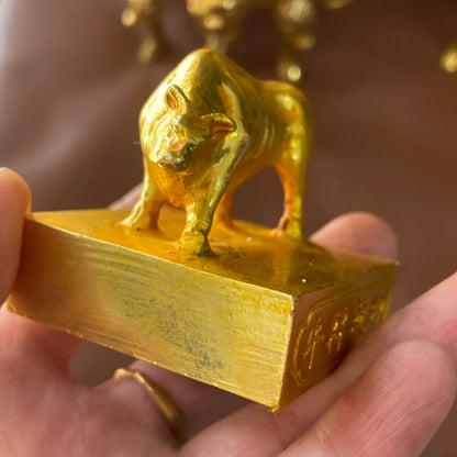 Exquisite Hand-Carved Gilded Fortune Ox Seal