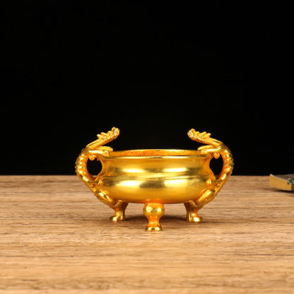 Exquisitely Carved Gilded Double Pixiu Tripod Incense Burner