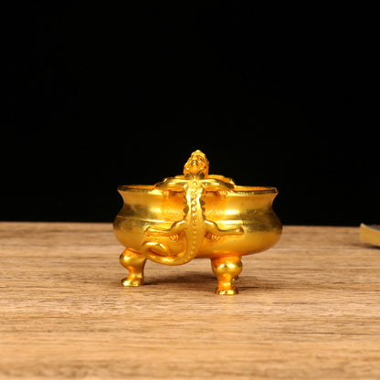 Exquisitely Carved Gilded Double Pixiu Tripod Incense Burner