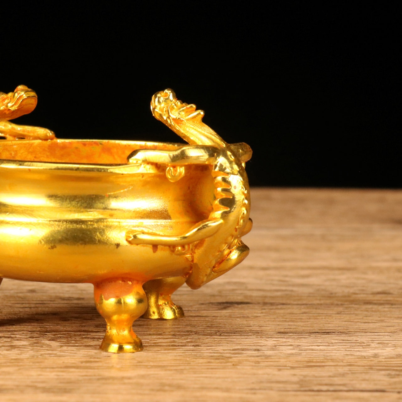 Exquisitely Carved Gilded Double Pixiu Tripod Incense Burner