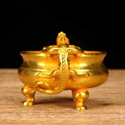 Exquisitely Carved Gilded Double Pixiu Tripod Incense Burner