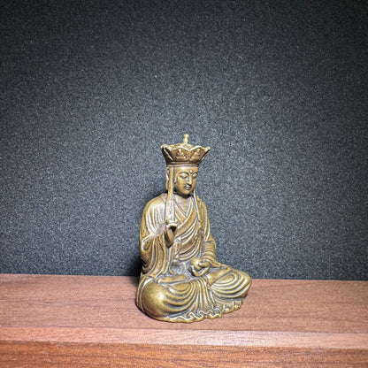 Handcrafted Brass Ksitigarbha Bodhisattva Statue - Exquisite Art Piece for Collectors & Decor Enthusiasts