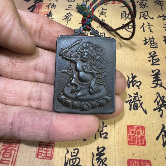 Handcrafted Indian Buddha Medallion - Tektite Pendant