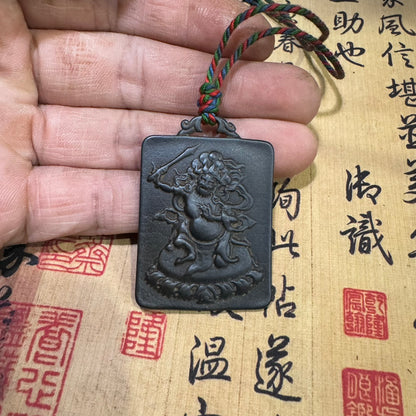 Handcrafted Indian Buddha Medallion - Tektite Pendant