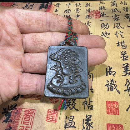 Handcrafted Indian Buddha Medallion - Tektite Pendant