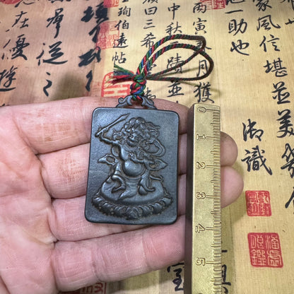 Handcrafted Indian Buddha Medallion - Tektite Pendant