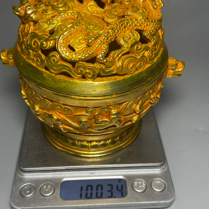 Exquisite Hand-Carved Dragon Incense Burner