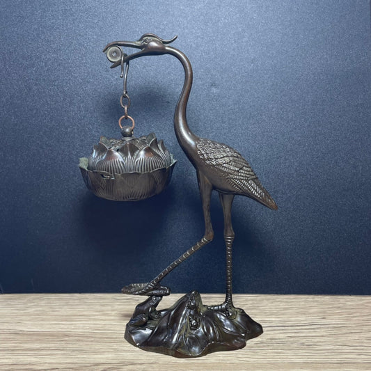 Exquisite Hand-Carved Large Crane Ornament - Perfect Gift & Rare Collectible