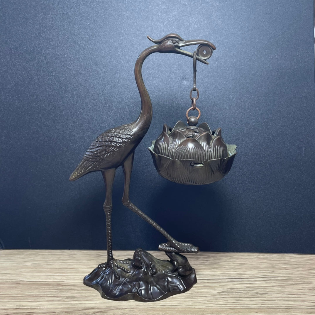 Exquisite Hand-Carved Large Crane Ornament - Perfect Gift & Rare Collectible