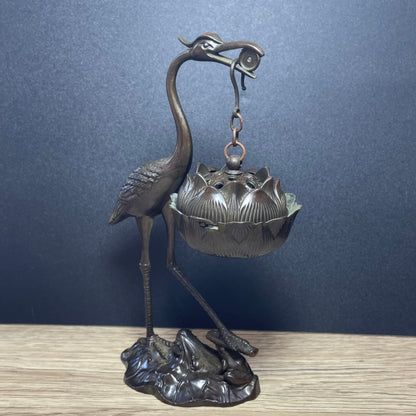 Exquisite Hand-Carved Large Crane Ornament - Perfect Gift & Rare Collectible