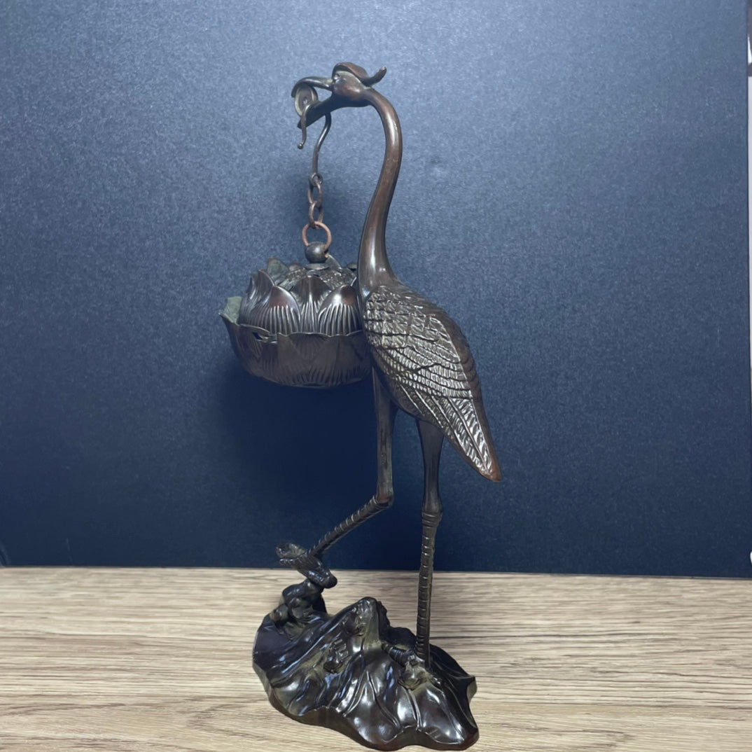 Exquisite Hand-Carved Large Crane Ornament - Perfect Gift & Rare Collectible