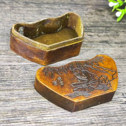 Exquisite Hand-Carved Yuanbao Ink Box - A Perfect Unique Gift & Collectible