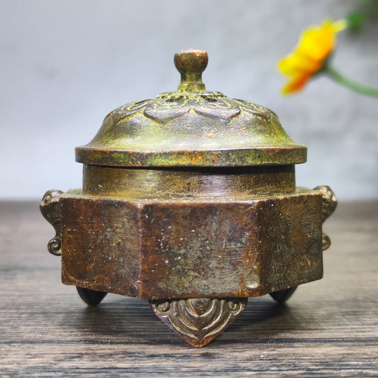 Exquisite Carved Hexagonal Incense Burner - Handcrafted Masterpiece, Perfect Gift