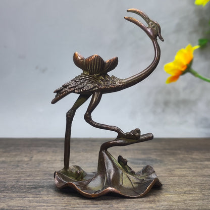 Exquisitely Carved Crane Backflow Incense Burner - Handcrafted Art Piece, Vintage Style, Unique Gift