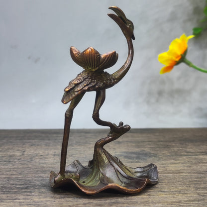 Exquisitely Carved Crane Backflow Incense Burner - Handcrafted Art Piece, Vintage Style, Unique Gift