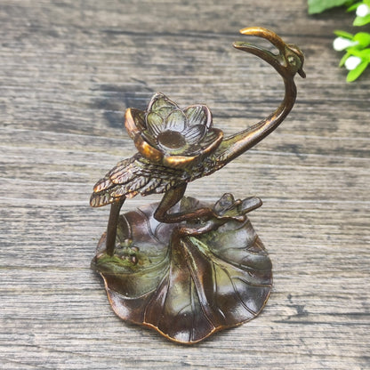 Exquisitely Carved Crane Backflow Incense Burner - Handcrafted Art Piece, Vintage Style, Unique Gift