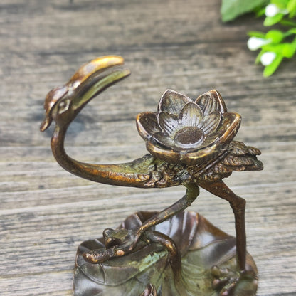 Exquisitely Carved Crane Backflow Incense Burner - Handcrafted Art Piece, Vintage Style, Unique Gift