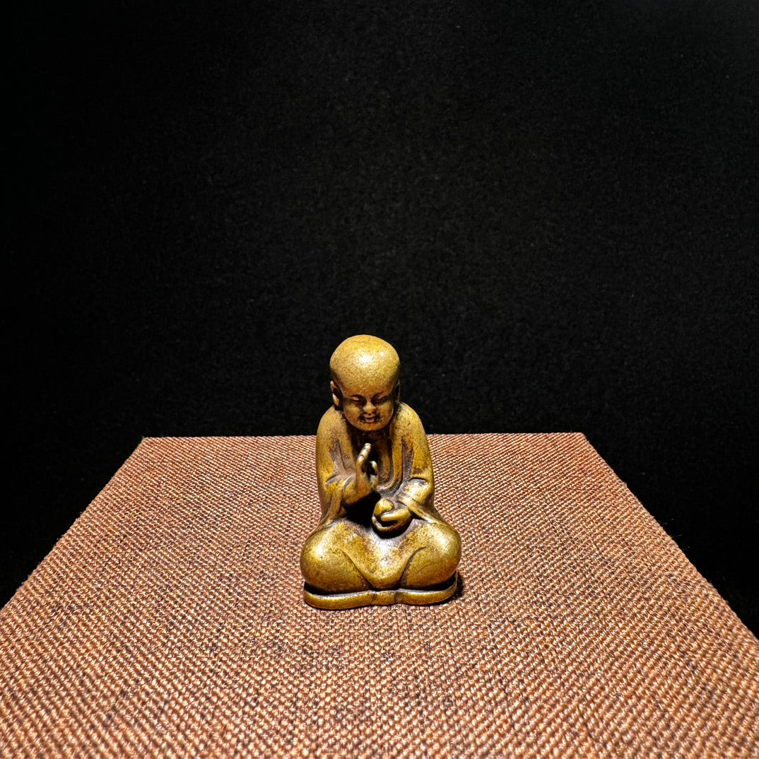 Handcrafted Brass Miniature Monk Statues - Set of 4, Exquisite Art Pieces and Unique Gifts