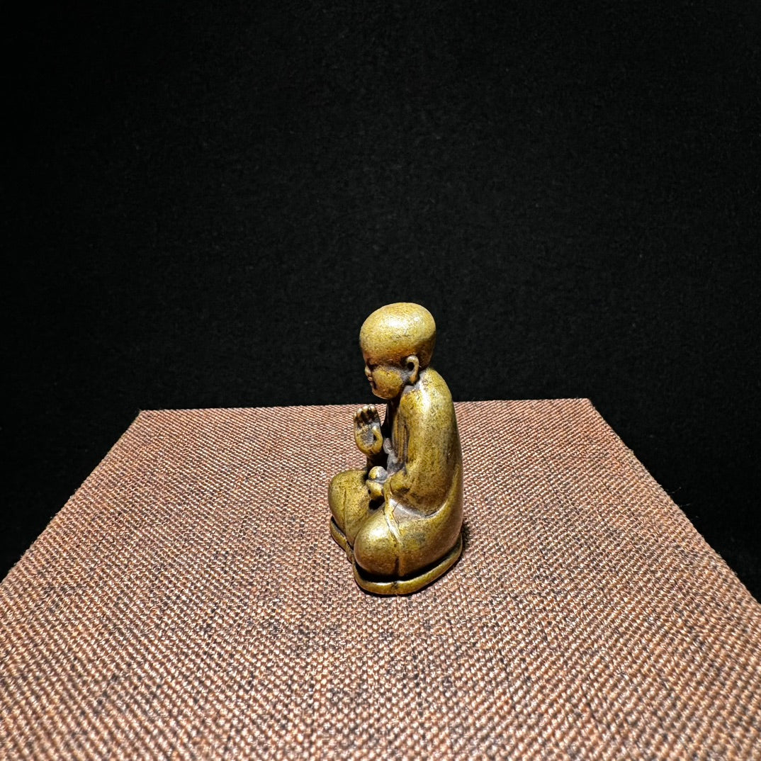 Handcrafted Brass Miniature Monk Statues - Set of 4, Exquisite Art Pieces and Unique Gifts