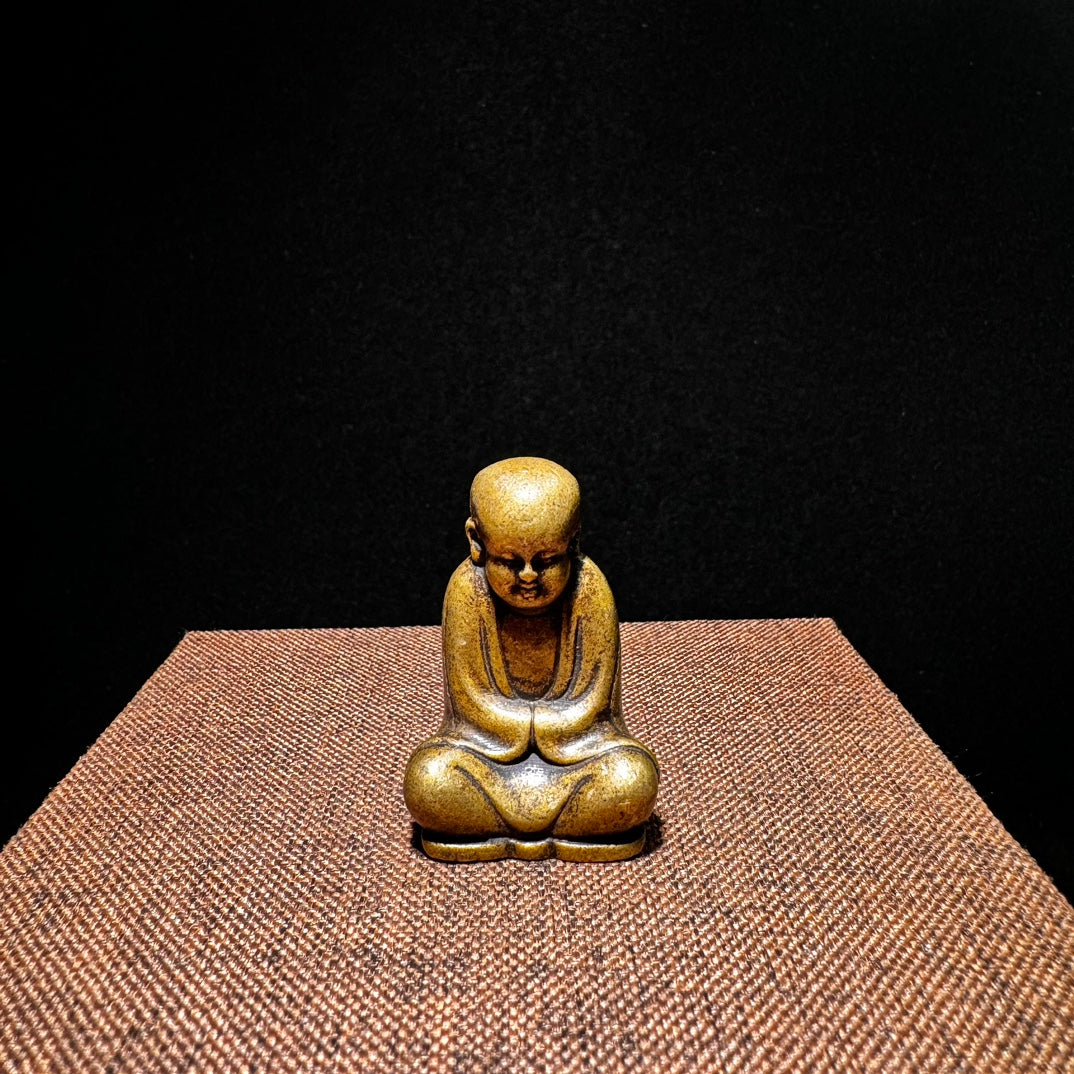 Handcrafted Brass Miniature Monk Statues - Set of 4, Exquisite Art Pieces and Unique Gifts