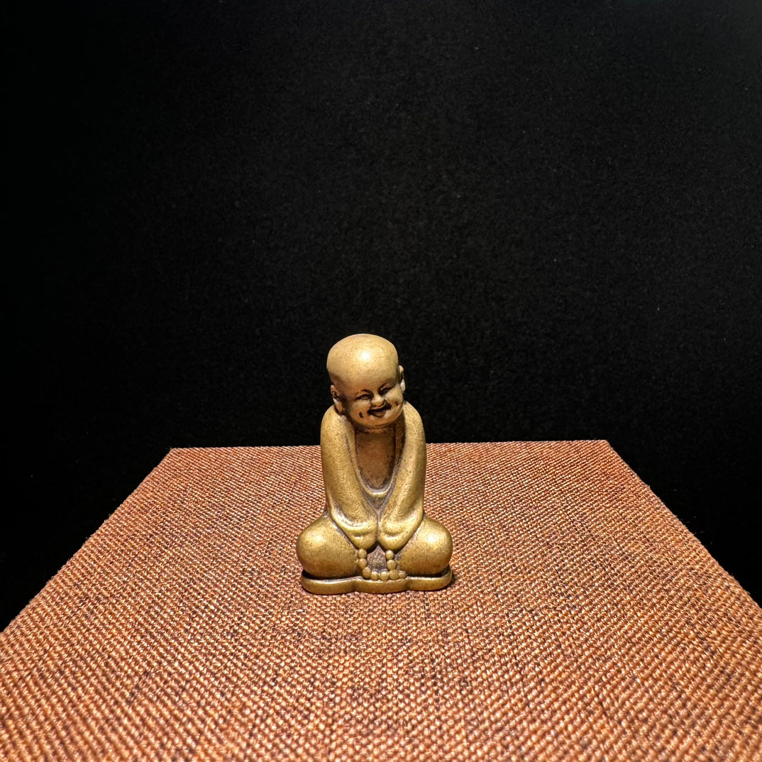 Handcrafted Brass Miniature Monk Statues - Set of 4, Exquisite Art Pieces and Unique Gifts