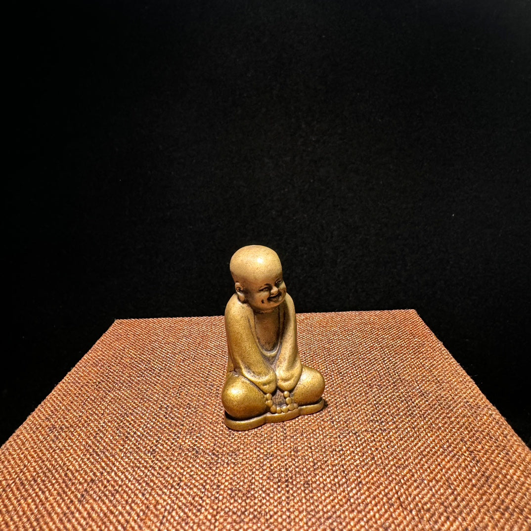 Handcrafted Brass Miniature Monk Statues - Set of 4, Exquisite Art Pieces and Unique Gifts