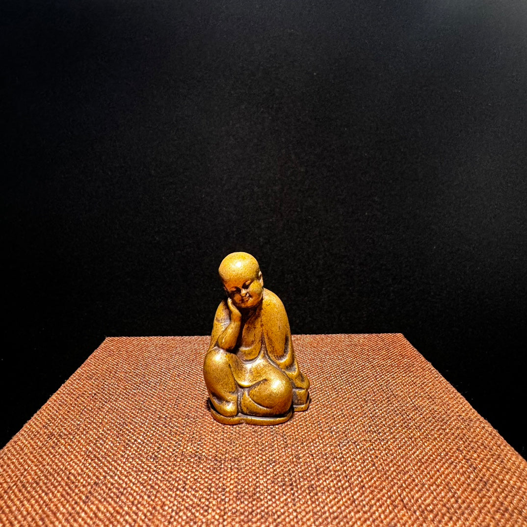 Handcrafted Brass Miniature Monk Statues - Set of 4, Exquisite Art Pieces and Unique Gifts