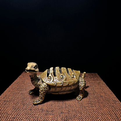 Handcrafted Brass Turtle Incense Burner - Unique Vintage Art Piece, Perfect Gift