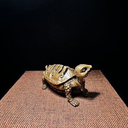 Handcrafted Brass Turtle Incense Burner - Unique Vintage Art Piece, Perfect Gift