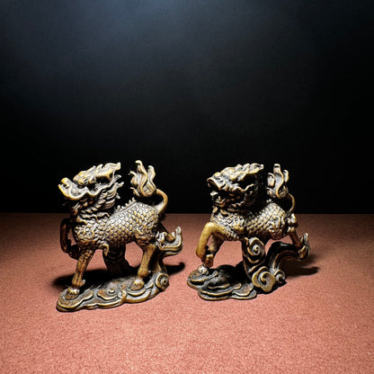 Elegant Handcrafted Brass Kirin Statues - Unique Gift for Collectors and Decor Enthusiasts