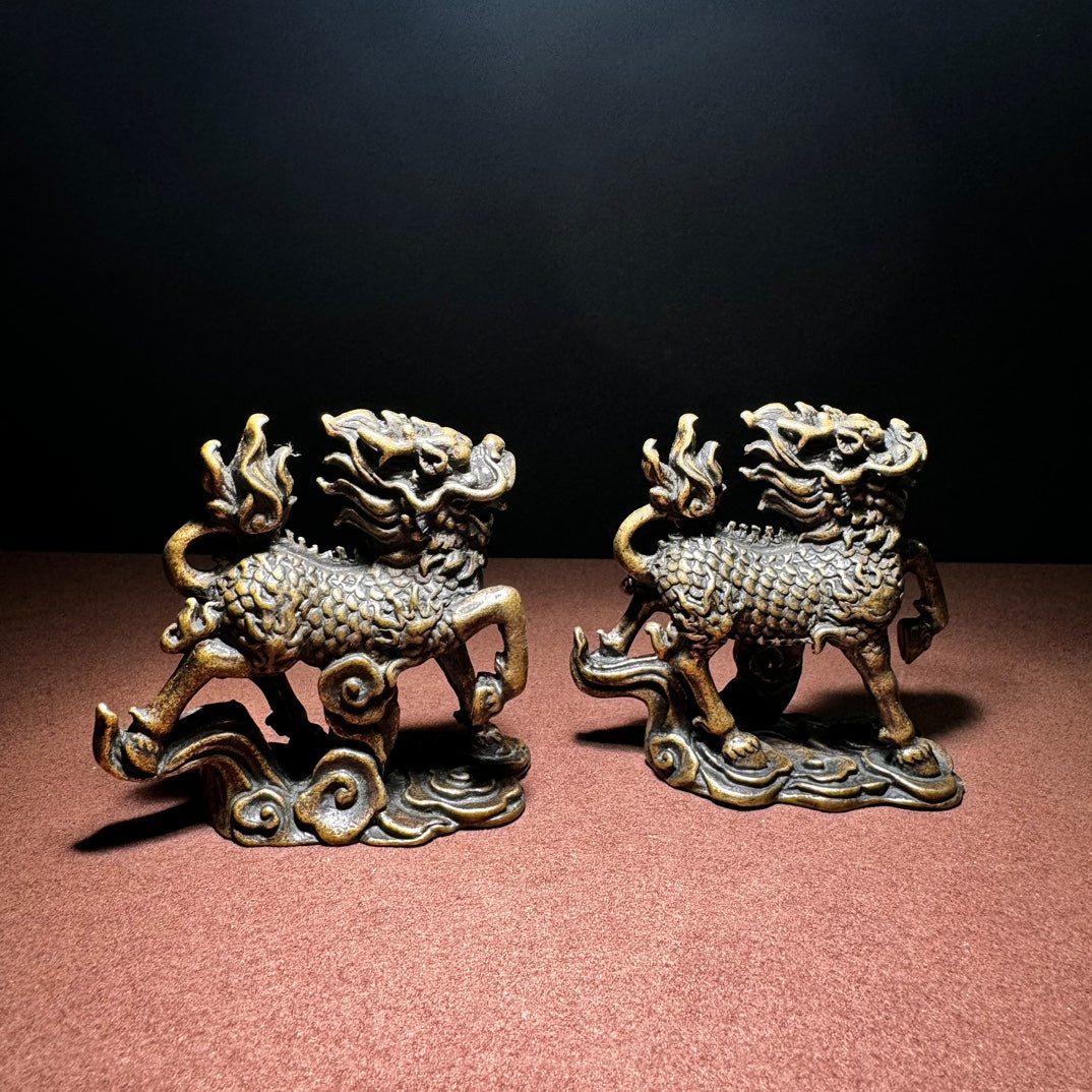 Elegant Handcrafted Brass Kirin Statues - Unique Gift for Collectors and Decor Enthusiasts