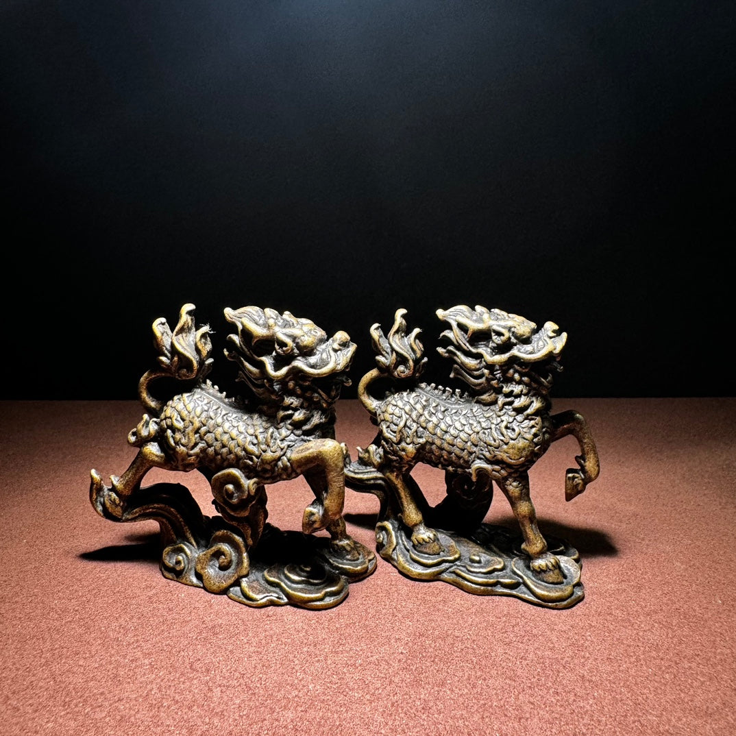 Elegant Handcrafted Brass Kirin Statues - Unique Gift for Collectors and Decor Enthusiasts