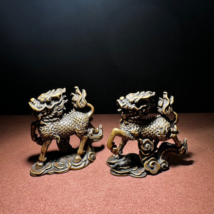 Elegant Handcrafted Brass Kirin Statues - Unique Gift for Collectors and Decor Enthusiasts