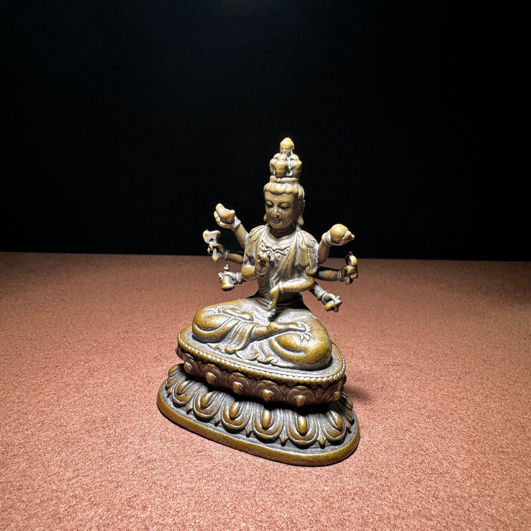 Exquisite Handcrafted Brass Thousand-Hand Guanyin Buddha Statue - Unique Vintage Gift