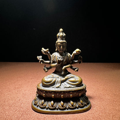 Exquisite Handcrafted Brass Thousand-Hand Guanyin Buddha Statue - Unique Vintage Gift