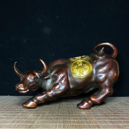 Pure Copper Gilded Wall Street Bull - Exquisite Craftsmanship, Handcrafted, Unique Gift