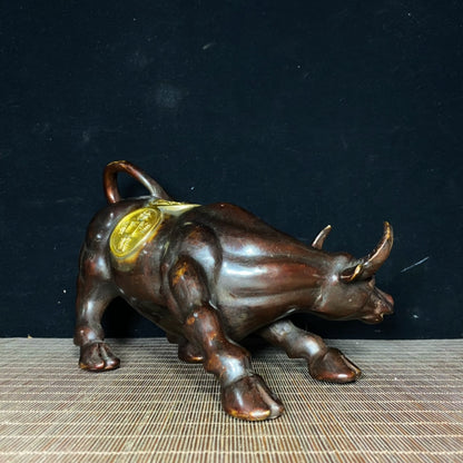 Pure Copper Gilded Wall Street Bull - Exquisite Craftsmanship, Handcrafted, Unique Gift