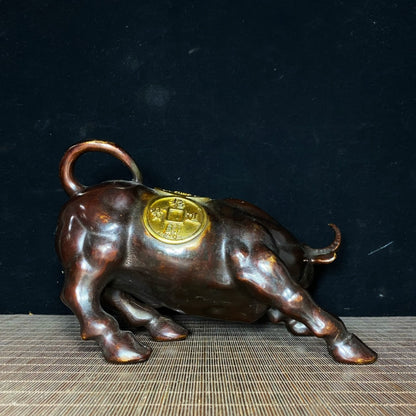 Pure Copper Gilded Wall Street Bull - Exquisite Craftsmanship, Handcrafted, Unique Gift